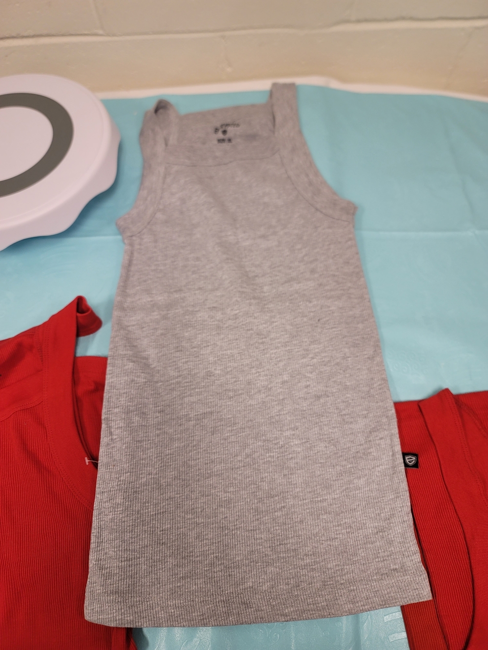 Men's Red Ribbed Square-Neck Tank Top - Picture 12 of 15